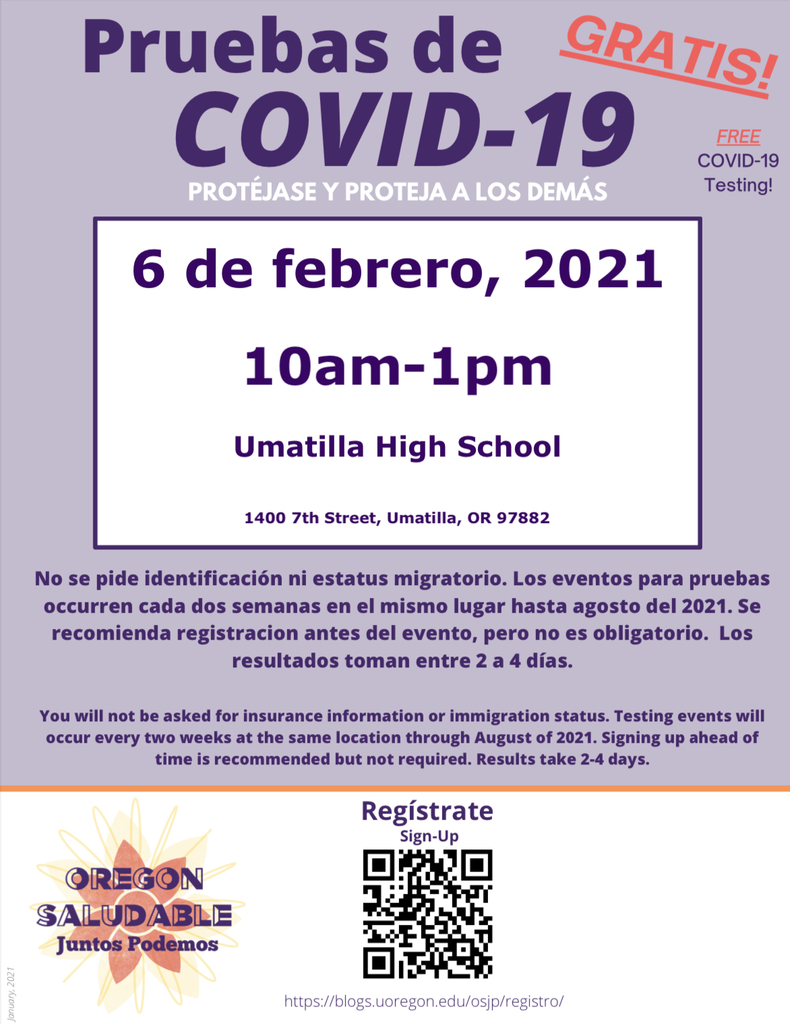 Flyer for Free COVID-19 Testing