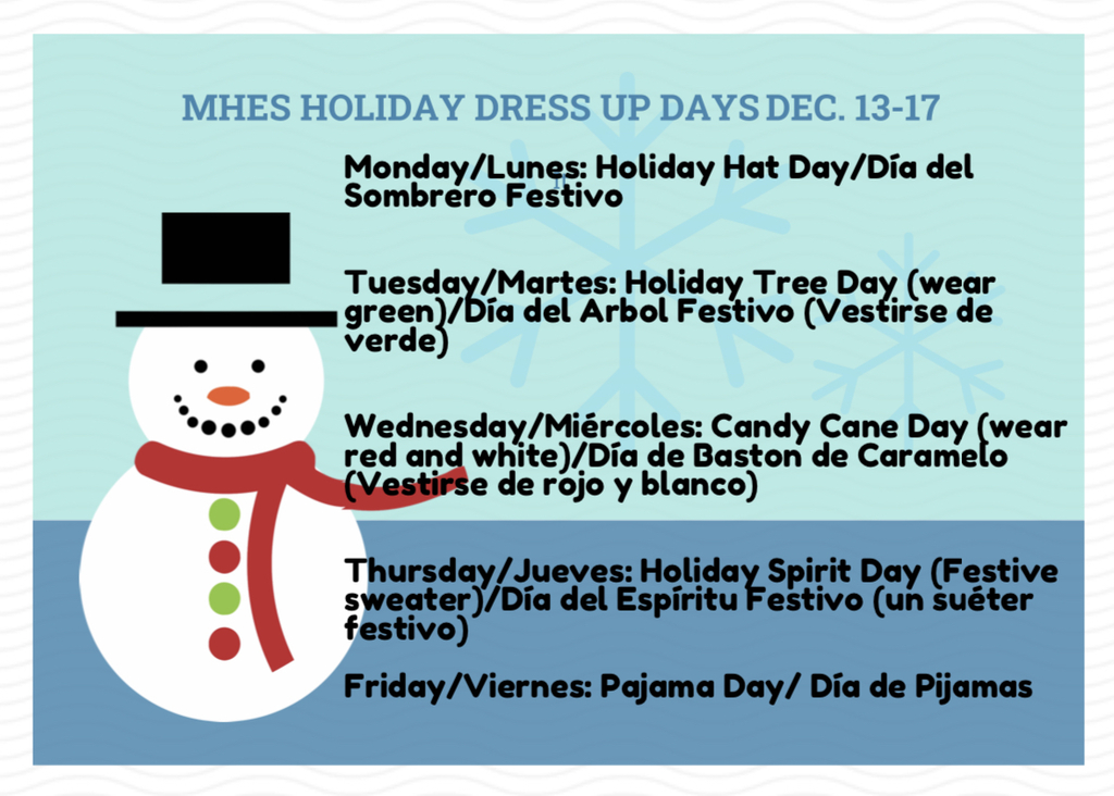 MHES Dress Up Schedule 