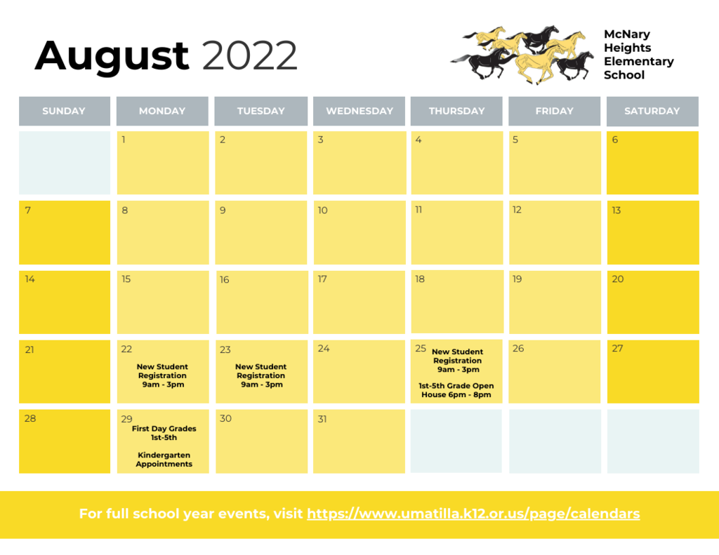 MHES August Calendar